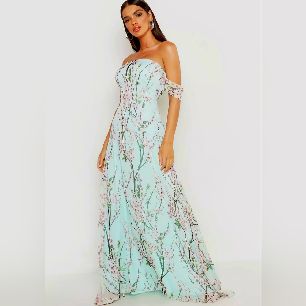 Floral off the shoulder maxi dress - Picture 1 of 4